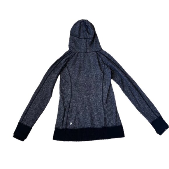 Lululemon Think Fast Hoodie Heathered Herringbone Pullover Black/Black Size 6 - Picture 2 of 12